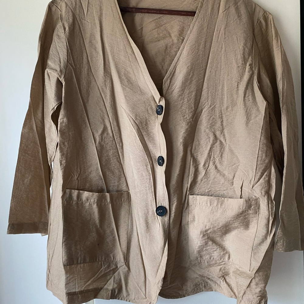 SHEIN Tan Button-Up Trench Coat